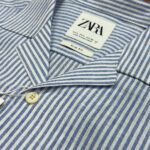 Men’s Half Sleeve Cuban Collar Shirt Blue Stripe