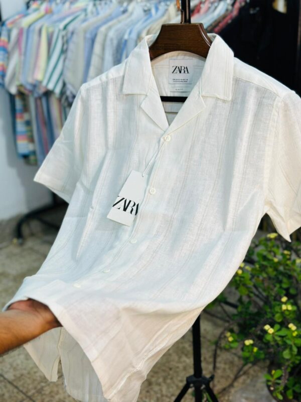 Men’s Half Sleeve Premium Cuban Collar White Shirt