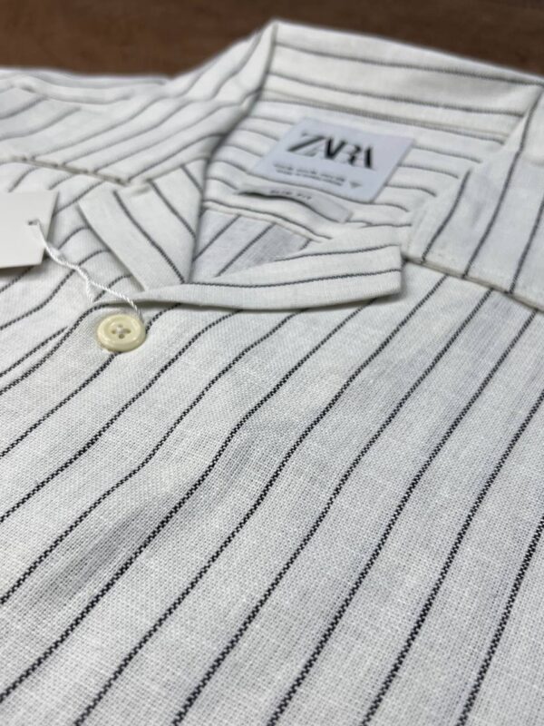 Men’s Half Sleeve Cuban Collar Shirt (White Stripe)