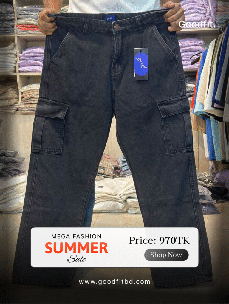 Jet Black Men’s Premium Baggy Cargo Jeans