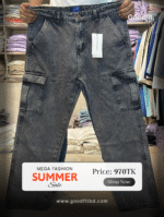Men’s Premium Baggy Cargo Jeans Pant (Faded Black)