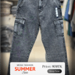 Men’s Premium Baggy Cargo Jeans Pant (Acid Wash Charcoal)