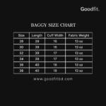 Baggy Pant size chat