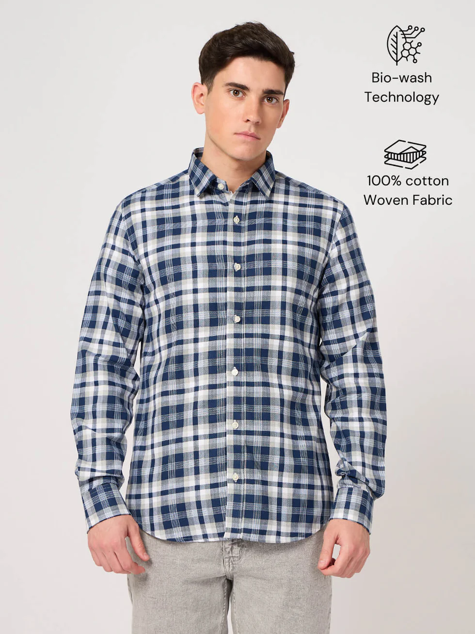 twill-cotton-blue-white-check-shirt XXXXL Shirts 2025